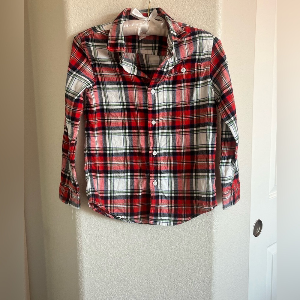 Cat & Jack Red and White Plaid Button Down Shirt